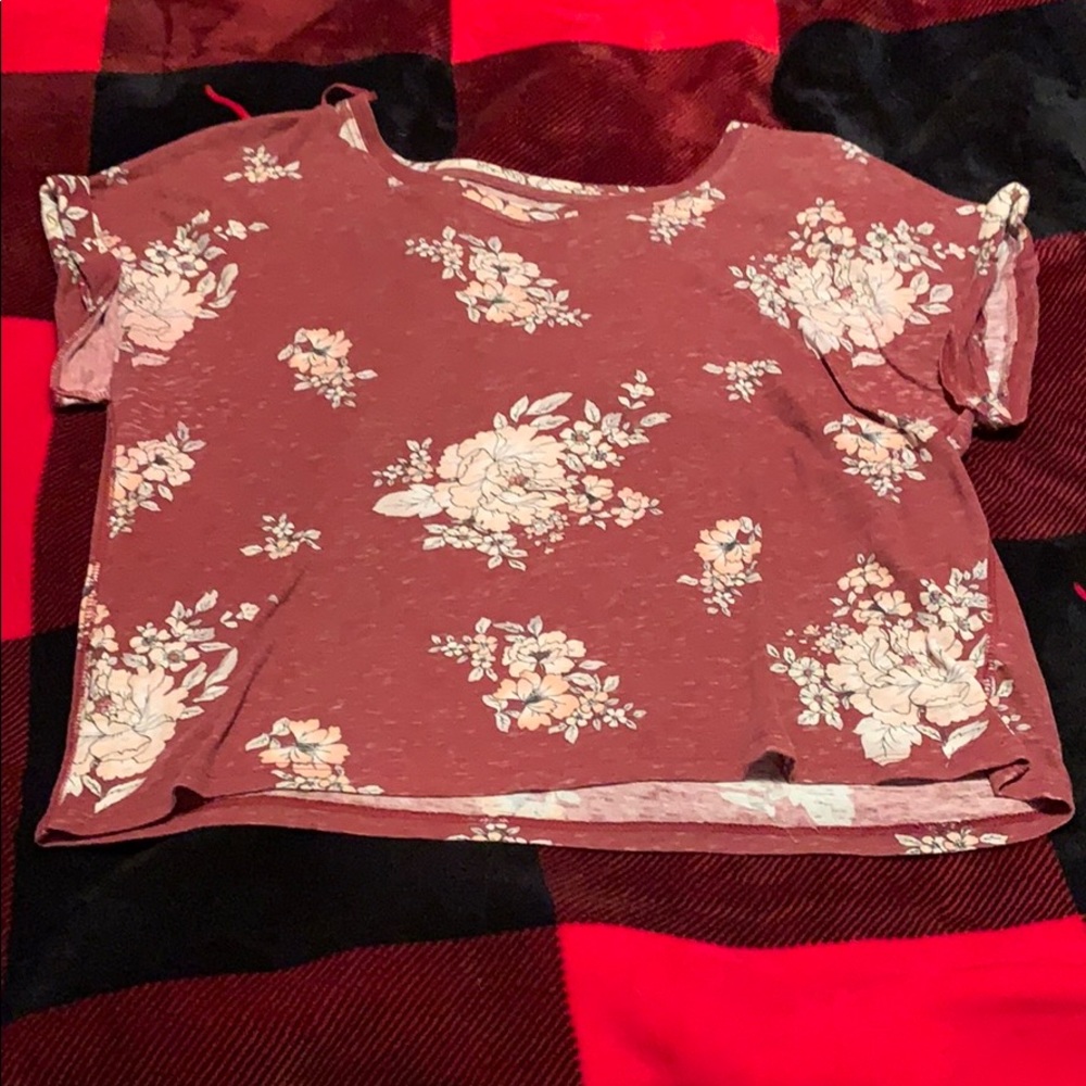 Maroon floral crop top